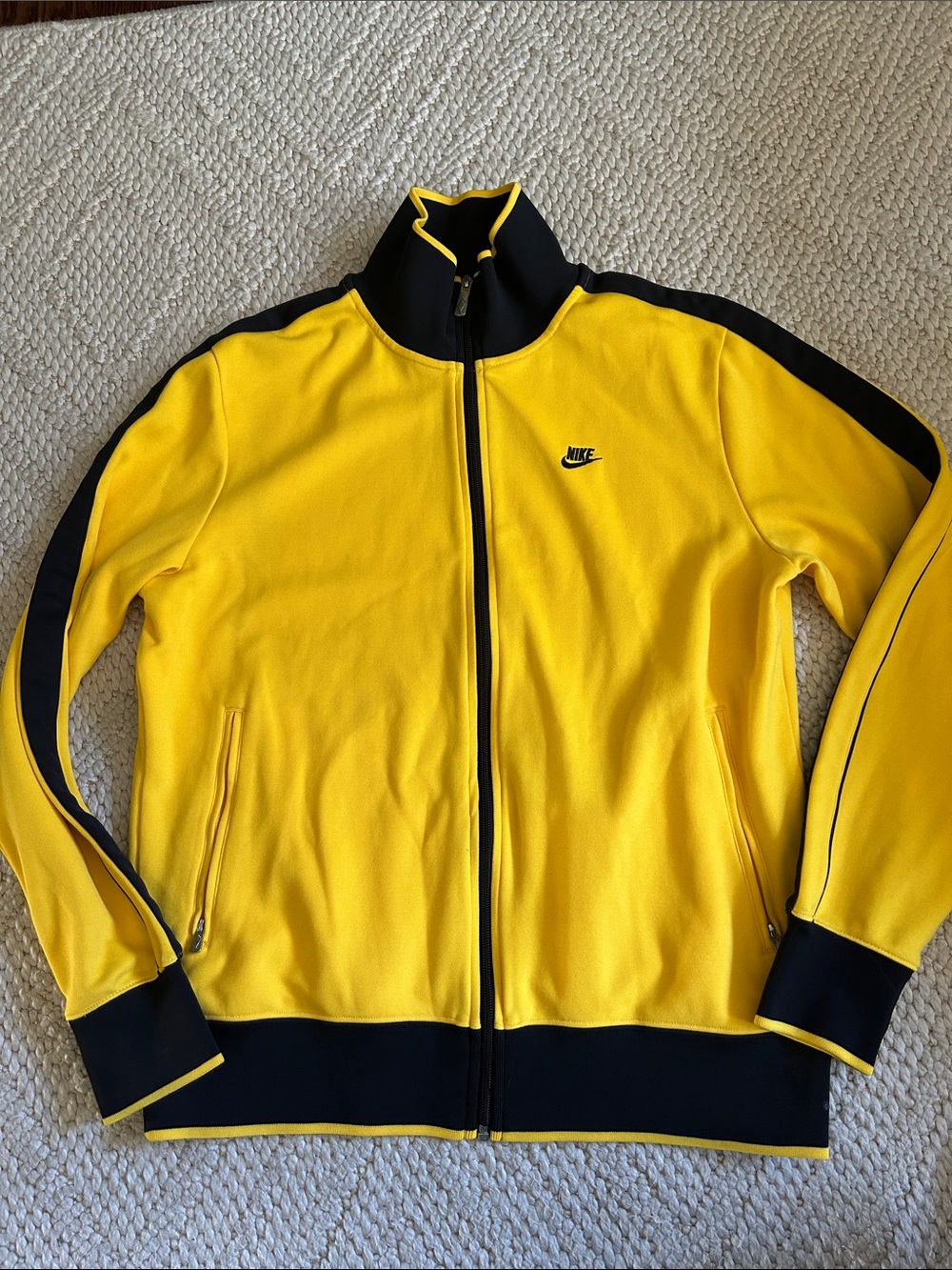 Nike Men’s Yellow and Black Track Jacket Zip-Up